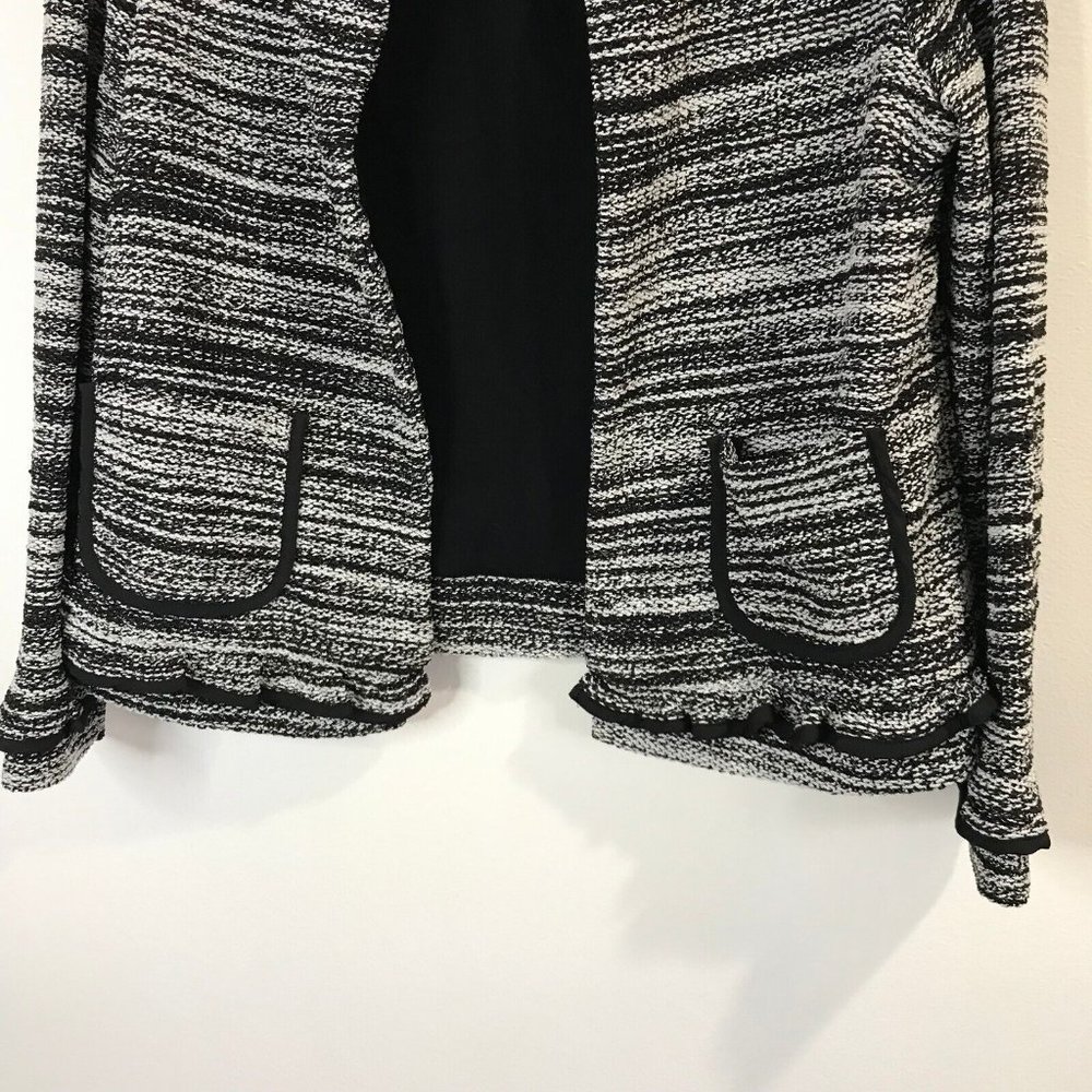 Catherine Malandrino Tweed Knit Blazer Jacket Size PM Petite Medium Gray Black - Picture 3 of 11